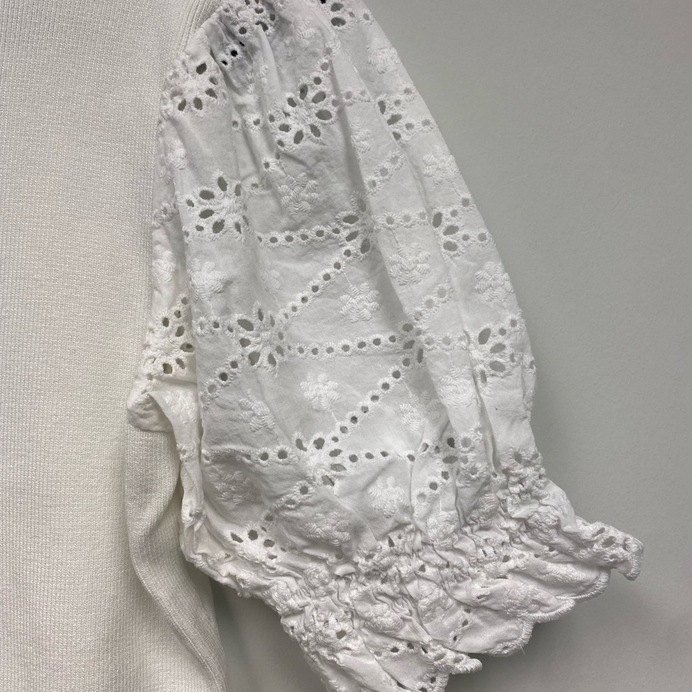 Anthropologie English Factory Eyelet Puff-Sleeve Sweater Tee Size M - Picture 8 of 13